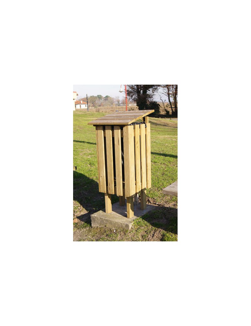 Cache-poubelle en bois de pin traité 92 x 219 x 122 cm (3 poubelles) - Weka